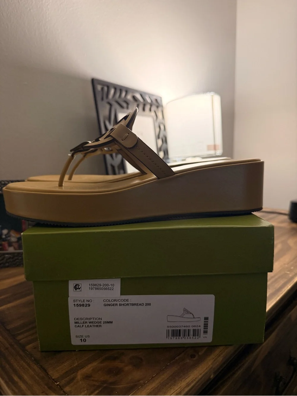 Tory Burch Ginger Shortbread Wedge Thong Sandals